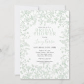 Sage Toile Bruids Douche Uitnodiging (Voorkant)