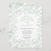 Sage Toile Bruids Douche Uitnodiging (Voorkant / Achterkant)
