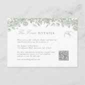 Sage Toile Trouwdetails Enclosure Card QR Code Informatiekaartje (Voorkant)