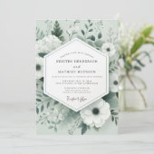 Sage Tonal Botanical Wedding Kaart (Staand voorkant)