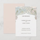 Sage Trellis Art Nouveau Save The Date (Voorkant / Achterkant)