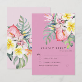 Sage Tropical Floral Botanical Wedding Informatiekaartje