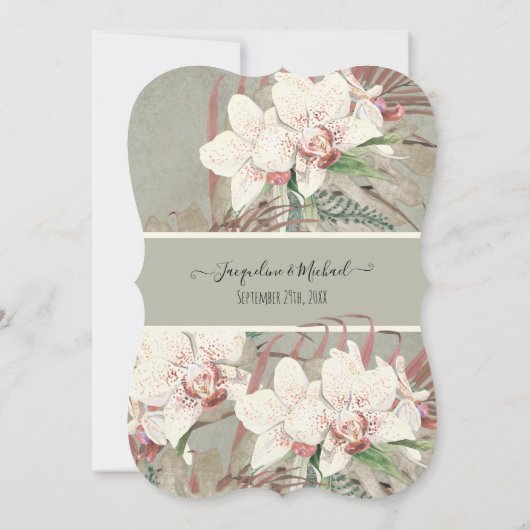 Sage Tropical Orchid Floral Palm Foliage Kaart (Achterkant)