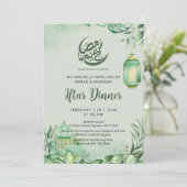 Sage Tropisch Blad Ramadan Iftar Diner Uitnodiging (Staand voorkant)