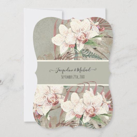 Sage Tropische Orchidee Bloem Palm Loof Kaart (Achterkant)