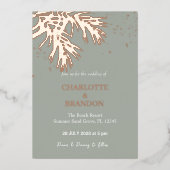 Sage Tropische Palm Bladeren Bruiloft Goud Folie Uitnodiging (Voorkant)