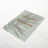 Sage Tropische Palm Leaf Bruiloft Folie Uitnodiging (Gedraaid)