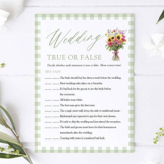 Sage Trouw- of Vrijgezellenfeestspel True or False Kaart
