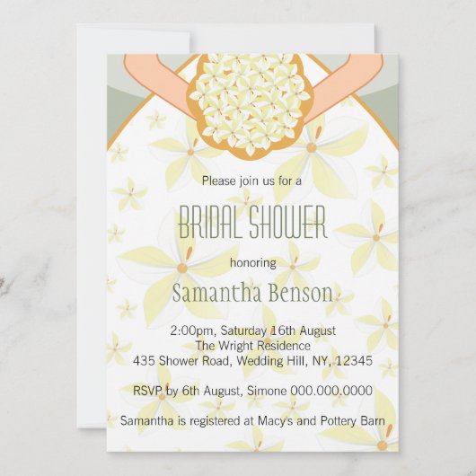 Sage Trouwjurk Moderne Bruids Douche Uitnodiging (Voorkant)