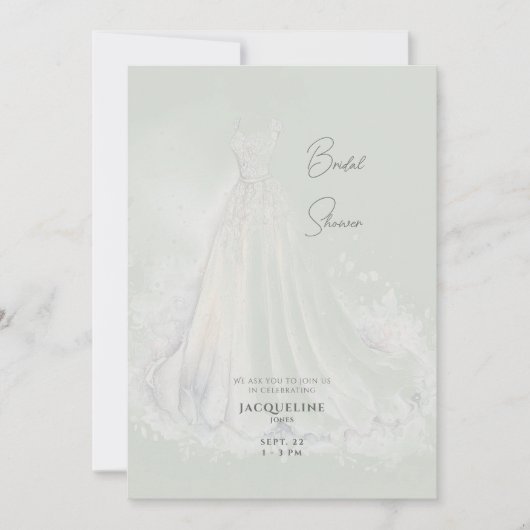 Sage Trouwjurk Vrijgezellenfeest Kaart (Voorkant)