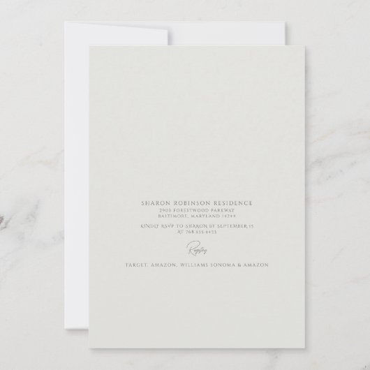 Sage Trouwjurk Vrijgezellenfeest Kaart (Achterkant)