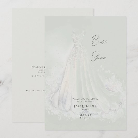 Sage Trouwjurk Vrijgezellenfeest Kaart (Voorkant / Achterkant)