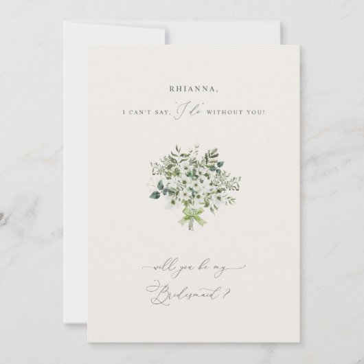 Sage Tuin Bruidsmeisje Voorstel Uitnodiging Kaart (Voorkant)