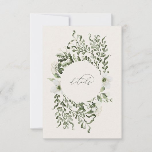 Sage Tuin Bruiloft Info Details Behuizing Kaart (Voorkant)