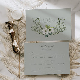 Sage Tuin Bruiloft RSVP Respons Enclosure Kaart