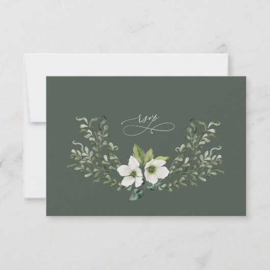 Sage Tuin Bruiloft RSVP Respons Enclosure Kaart (Voorkant)