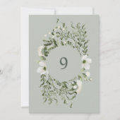 Sage Tuin Tafel Nummer Bruiloft Receptie Teken Kaart (Voorkant)