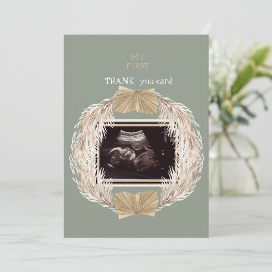 Sage Ultrasound Foto Dank u Baby Punt van Uitzicht Bedankkaart (Staand voorkant)