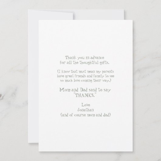 Sage Ultrasound Foto Dank u Baby Punt van Uitzicht Bedankkaart (Achterkant)