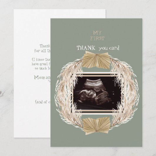 Sage Ultrasound Foto Dank u Baby Punt van Uitzicht Bedankkaart (Voorkant / Achterkant)