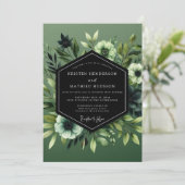 Sage Umbrale Botanische Bruiloft Kaart (Staand voorkant)