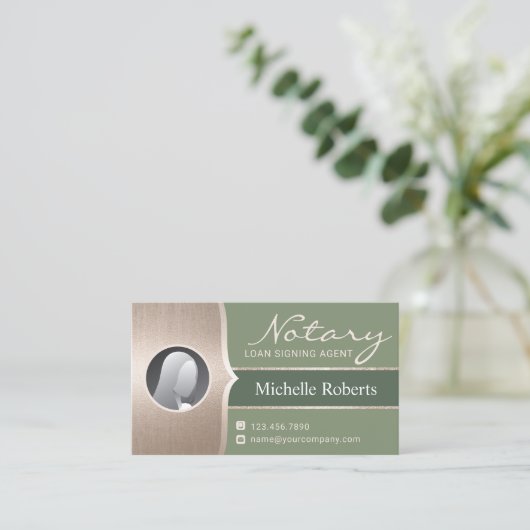 Sage van de mobiele Noteerbare Agent Groen & Goud Visitekaartje (Staand voorkant)