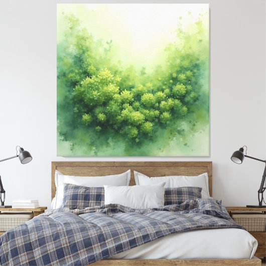 Sage Veil Moss Canvas Afdruk (Insitu (Slaapkamer))