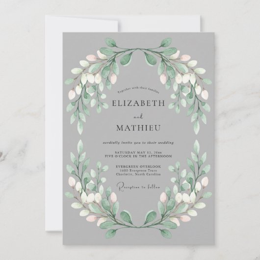 Sage Verdant Bloom Bruiloft Kaart (Voorkant)