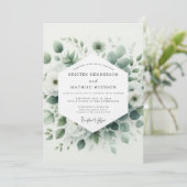 Sage Verdant Botanical Wedding Kaart (Staand voorkant)
