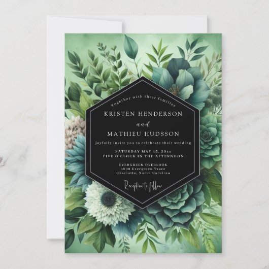 Sage Verdant Succulent Wedding Kaart (Voorkant)