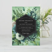 Sage Verdant Succulent Wedding Kaart (Staand voorkant)