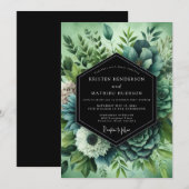 Sage Verdant Succulent Wedding Kaart (Voorkant / Achterkant)