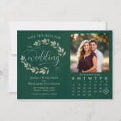 Sage verlaat Emerald Green Foto & Agenda bruiloft Save The Date (Voorkant)
