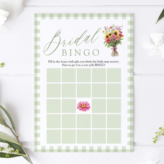 Sage Vers Fris Van De Markt Bruiloftsshower Bingo Kaart