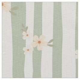 Sage Verticale Streep Perzik Botanisch Ivoren Linn Stof