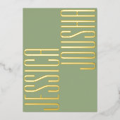 Sage Vet Namen Script Ultra Modern Bruiloft Gouden Folie Uitnodiging (Voorkant)