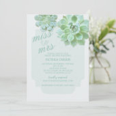 Sage vetplanten Cactus Trouwdouche Kaart (Staand voorkant)