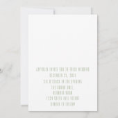 Sage Vette Namen Typografie Ultra Moderne Bruiloft Kaart (Achterkant)