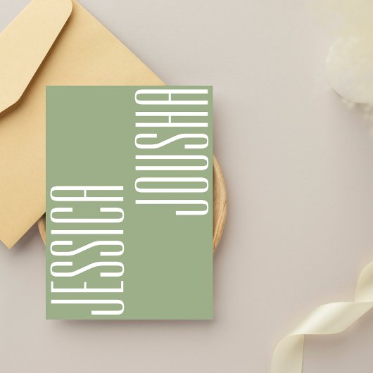 Sage Vette Namen Typografie Ultra Moderne Bruiloft Kaart