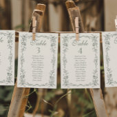 Sage Victorian Wedding Seating Chart Sign Cards Kaart