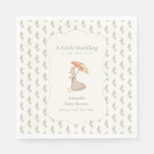 Sage Vintage Bloem Paraplu Eend Baby Shower Servet