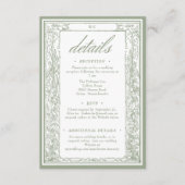 Sage Vintage Botanical Trellis Arch Wedding Detail Informatiekaartje (Voorkant)
