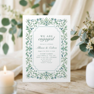 Sage Vintage Botanische Bloemachtige Verloving Fee Kaart