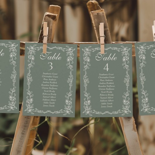 Sage Vintage Wedding Seating Chart Sign Cards Kaart