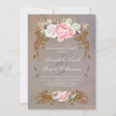 Sage Violet Goud Blush | Bloemenverlovingsfeest Kaart (Voorkant)