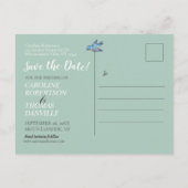 Sage Vogel Bloemen Foto Land Rustiek Save Date Aankondigingskaart (Achterkant)