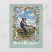 Sage Vogel Bloemen Foto Land Rustiek Save Date Aankondigingskaart (Voorkant)