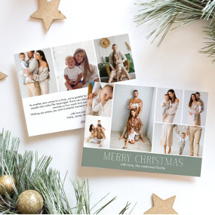 SAGE Vrolijk Kerstfeest chic 9 Collage Multi Foto Feestdagenkaart