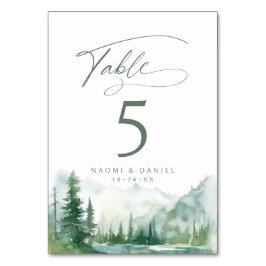 Sage Watercolor Mountain Forest Rustic Wedding Kaart