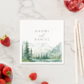 Sage Watercolor Mountain Forest Rustic Wedding Servet (Insitu)
